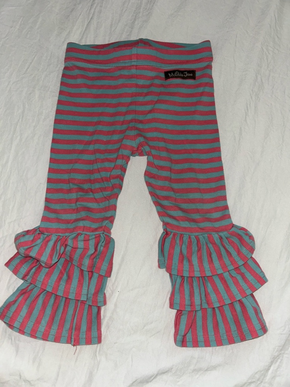 Matilda Jane Teal & Pink Striped Ruffle Leggings